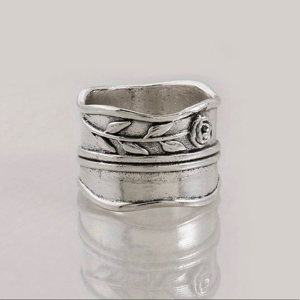 Long Stem Rose Silver Band